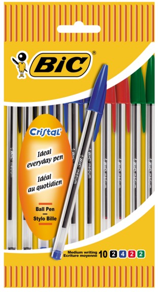 PENNA SFERA BIC CRISTAL COL.ASS BLISTER X10