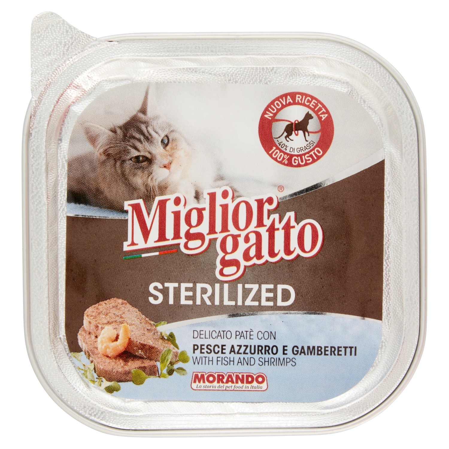 MORANDO GATTO STERILIZZATO PESCE/GAMBERETTI GR.100
