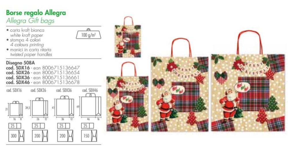 BORSA ALLEGRA F.TO 36X46X12 NATALE                