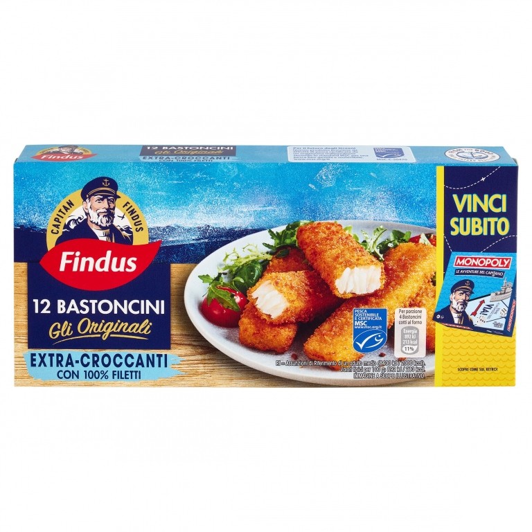 12 BASTONC.MERLUZZO FINDUS NUOVA PANATURA G300    