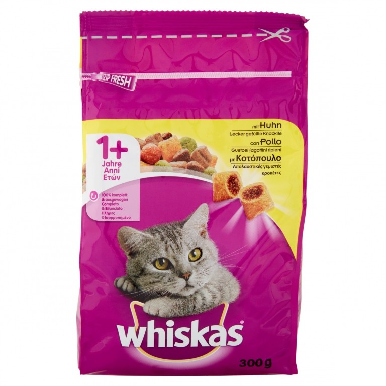 WHISKAS CROCC.ADULT 1+C/POLLO GR.300              