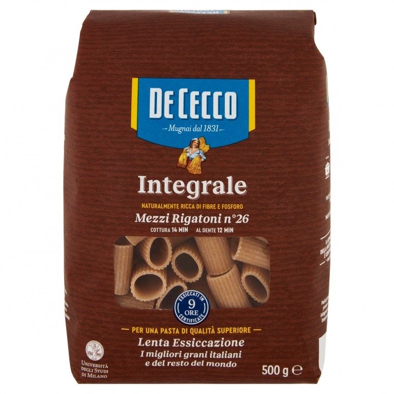 PASTA DE CECCO INTEGR.MEZZI RIGATONI GR500