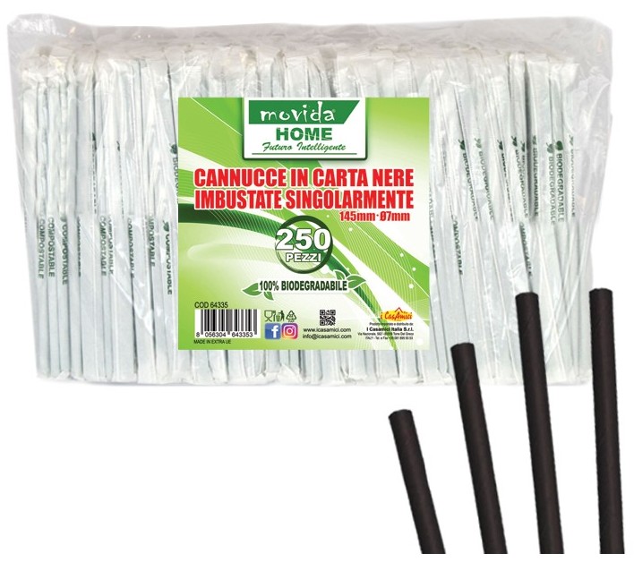 CANNUCCE BIO MOVIDA NERE PZ.250 CM.14,5 IMB.SING.
