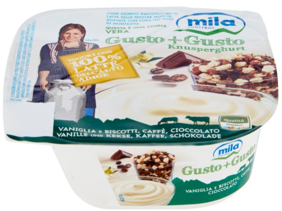YOGURT MILA VANIGLIA PIÙ BISCOTTI,CAFFÈ CIOCCOLA