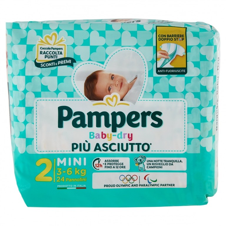 PANN.PAMPERS BABY DRY N.2 PZ.24 KG.3-6 MINI