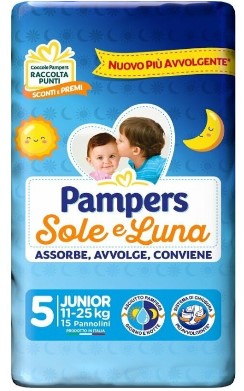 PANN.PAMPERS SOLE&LUNA N.5 PZ.15 KG.11-25 JUNIOR