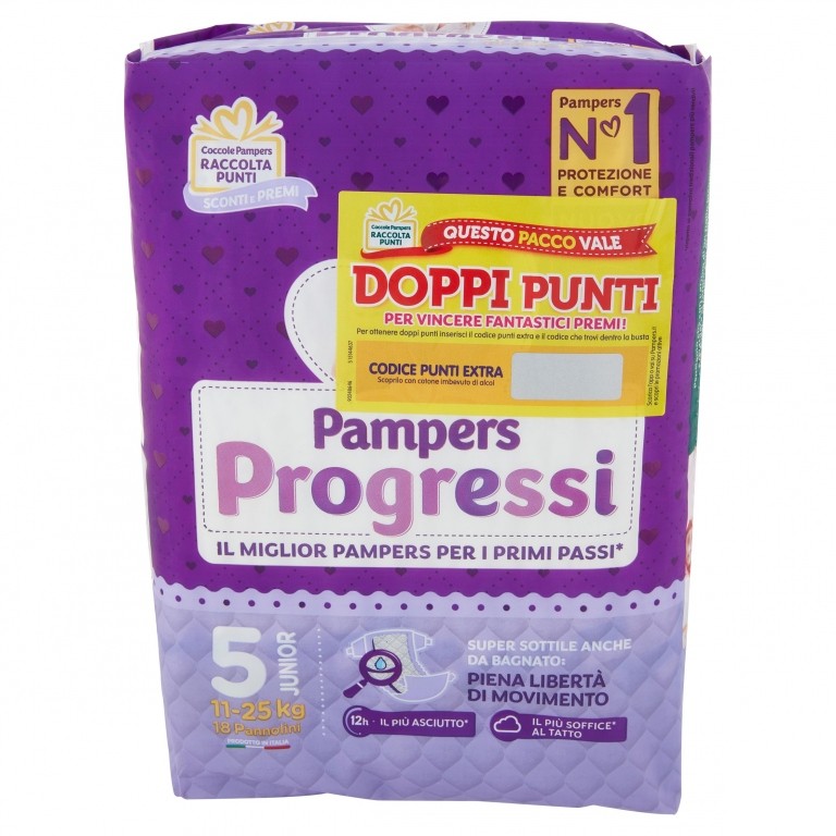 PANN.PAMPERS PROGRESSI N.5 PZ.18 KG.11-25 JUNIOR
