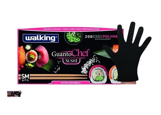 GUANTI CHEF NERO X SUSHI WALKING TG.S/M PZ.200