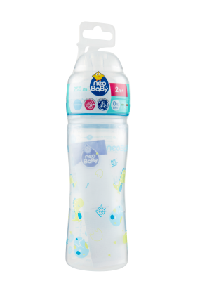 BIBERON NEOBABY PP SILICONE 250 ML DINO BLU