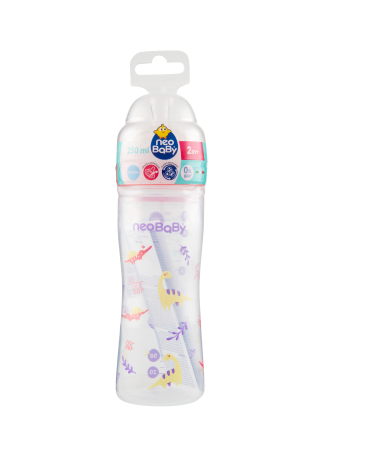 BIBERON NEOBABY PP SILICONE 250 ML DINO ROSA