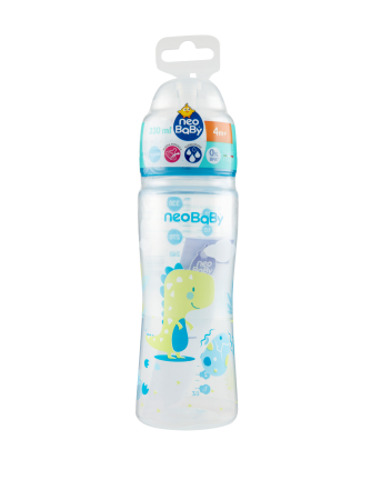 BIBERON NEOBABY PP SILICONE 330 ML DINO BLU