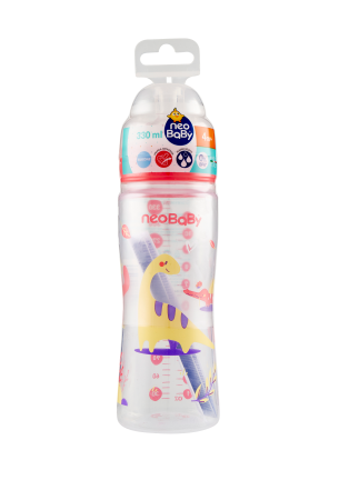 BIBERON NEOBABY PP SILICONE 330 ML DINO ROSA
