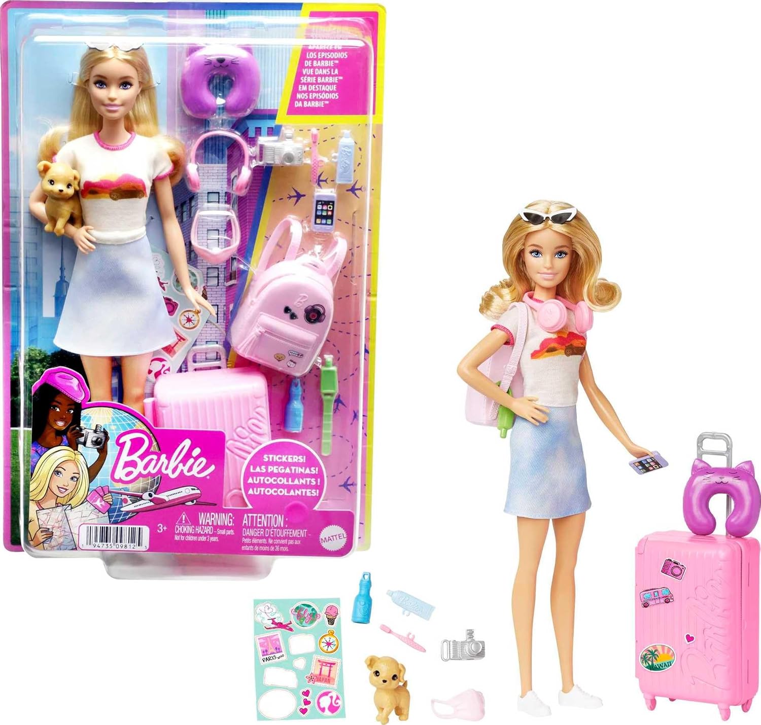 BARBIE TRAVELLER CON VALIGIA E ACCESSORI