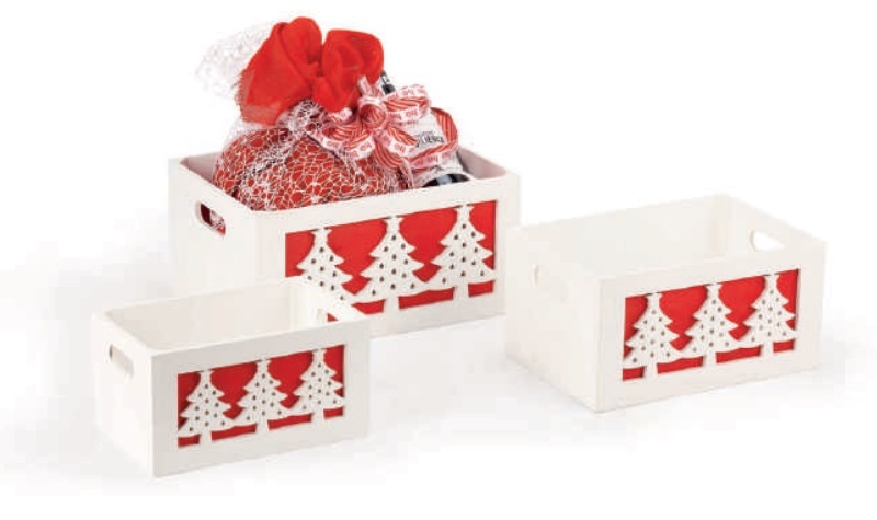SET 3 CASSETTE LEGNO DECORATE