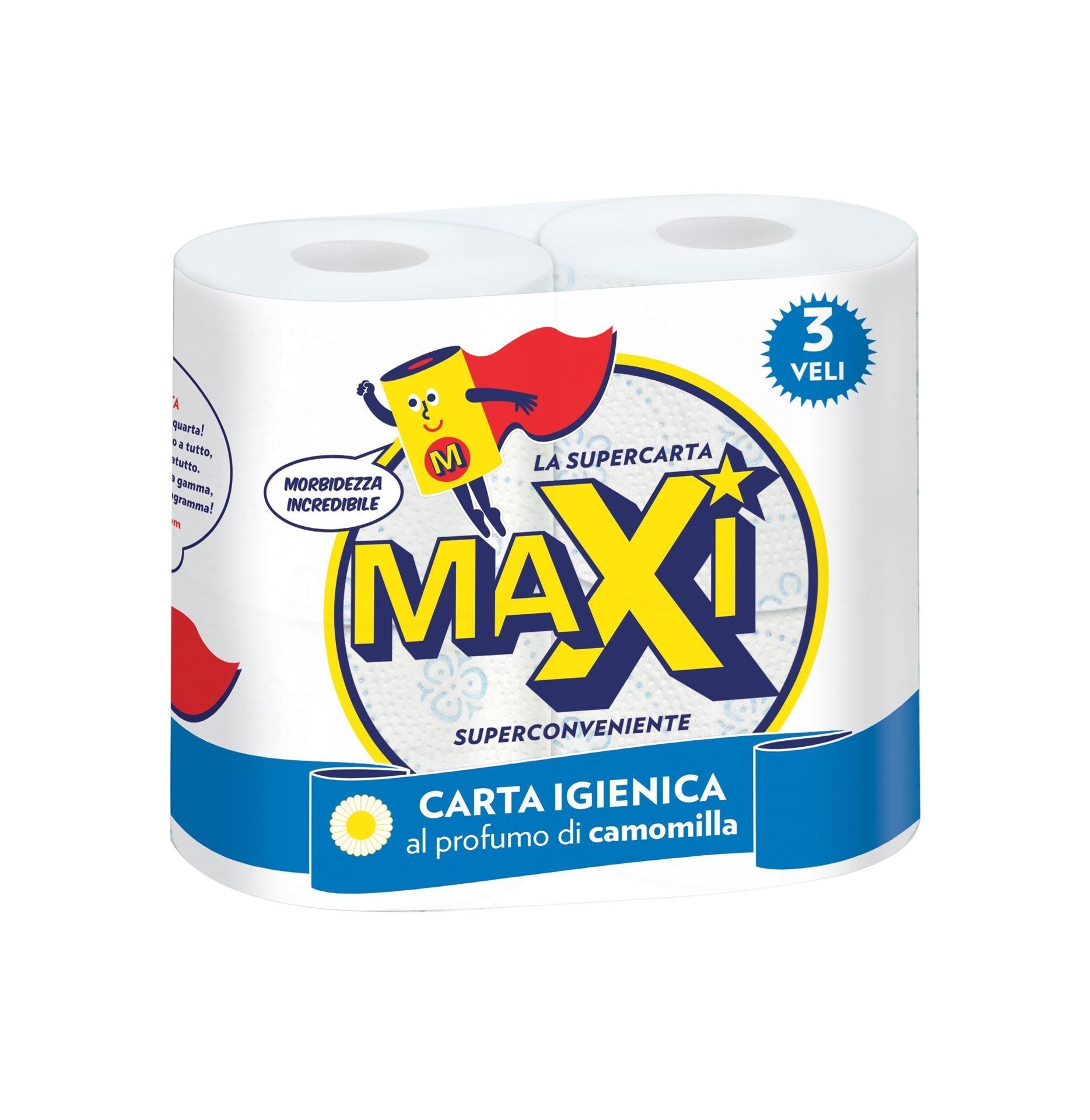 CARTA IG.MAXI CAMOMILLA 3 VELI 4 ROTOLI           