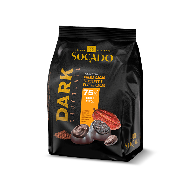 SOCADO PRALINE DARK 75% E FAVE DI CACAO GR.200