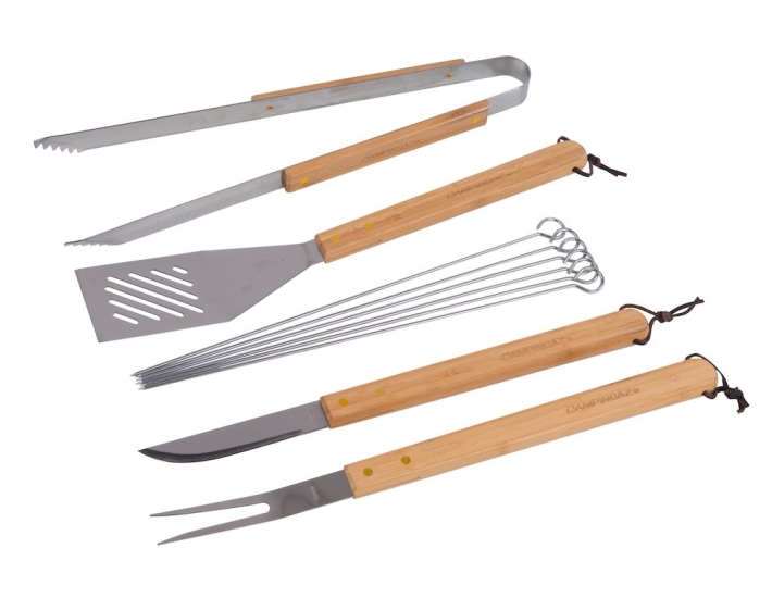 SET BARBECUE : COLTELLO, FORCHETTONE, PINZA, SPIED