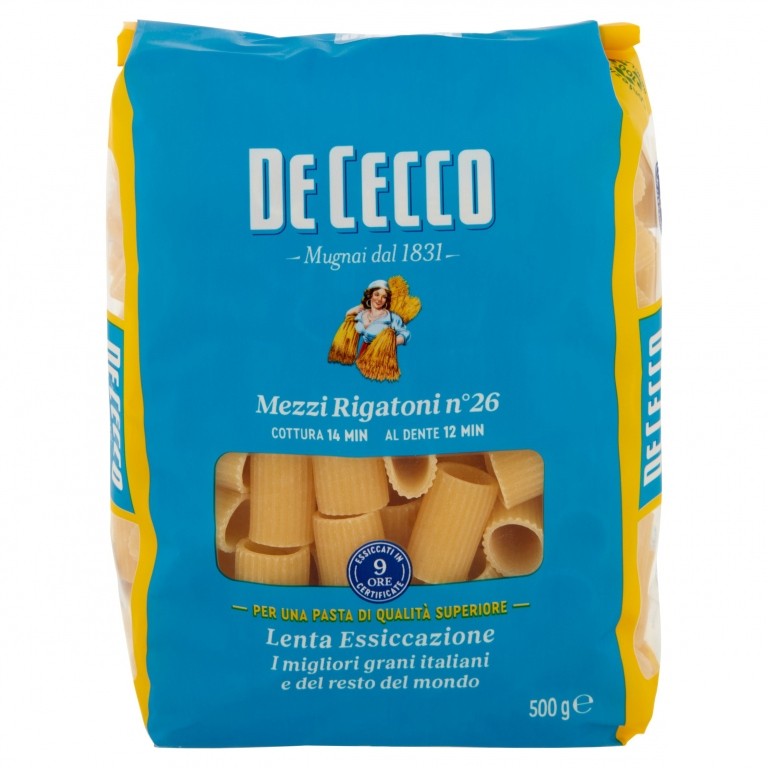 PASTA DE CECCO MEZZI RIGATONI N.26 GR.500