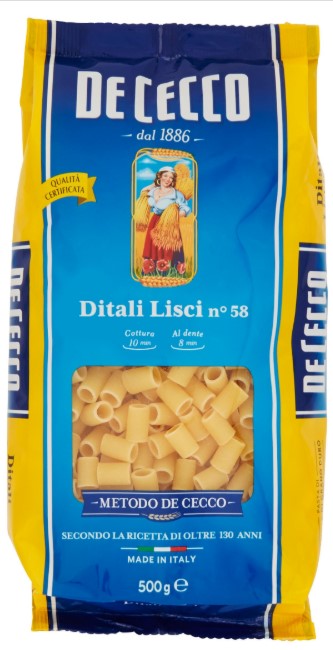 PASTA DE CECCO DITALI LISCI N.58 GR.500